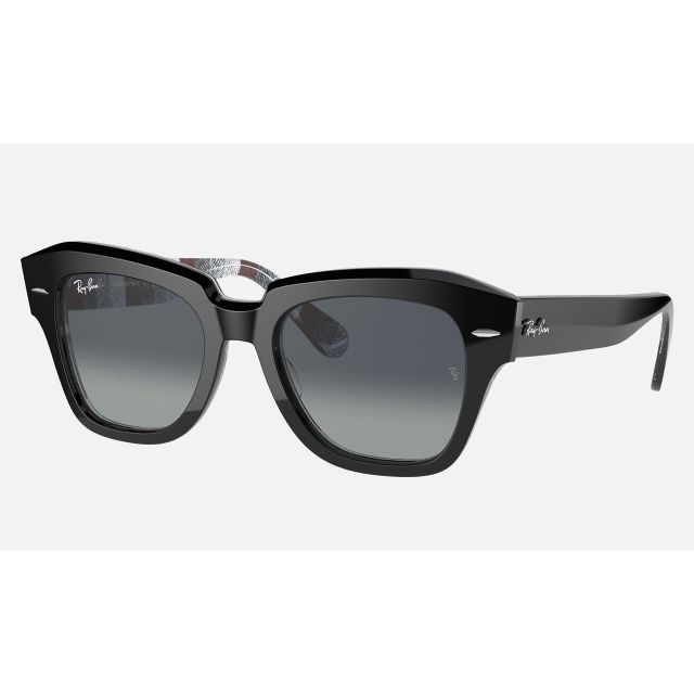 Ray Ban State Street RB2186 Sunglasses + Black Frame Light Grey Lens
