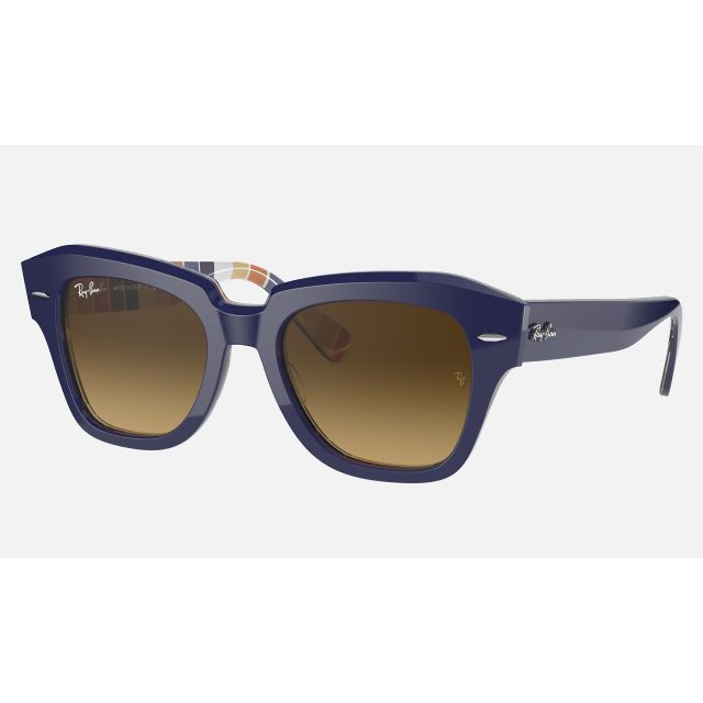 Ray Ban State Street RB2186 Sunglasses + Blue Frame Light Brown Lens
