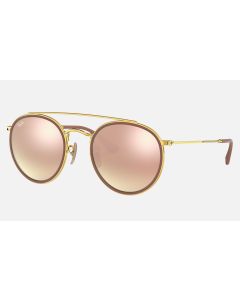 Ray Ban Round Double Bridge RB3647 Sunglasses Gradient Flash + Gold Frame Copper Gradient Flash Lens