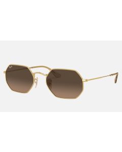 Ray Ban Round Octagonal Classic RB3556 Sunglasses Gradient + Gold Frame Brown Gradient Lens
