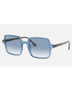 Ray Ban Square II RB1973 Sunglasses Light Blue Transparent Blue